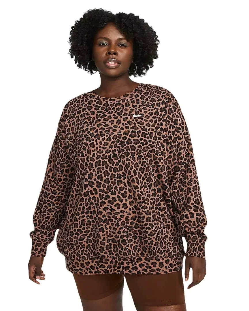 Nike Cardio crew outlet neck sweatshirt in leopard print sweatshirt size small